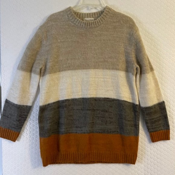 NWOT Universal Threads Beige, Brown, Rust Color Block Crew Neck Sweater Size S - Picture 5 of 6